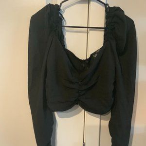 Cropped long sleeve blouse